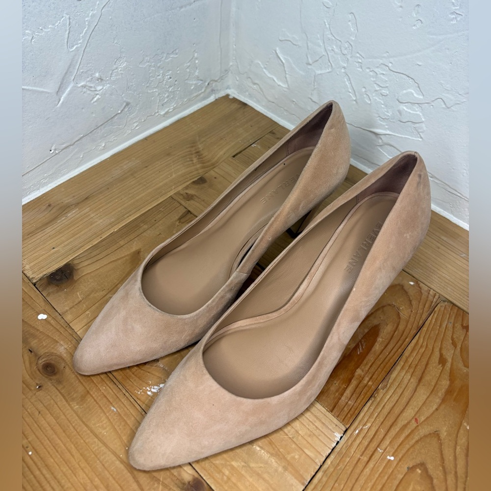 Everlane Beige Suede Heels The banana 3” heel leather NWOB size 7.5 - Picture 4 of 13